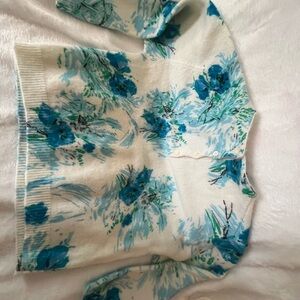 Prada Blue and White Floral Sweater